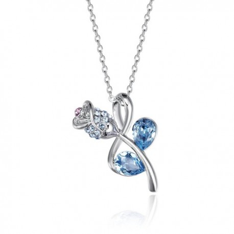 Teardrop Flower Pendant Necklace Enriched With Swarovski Crystals