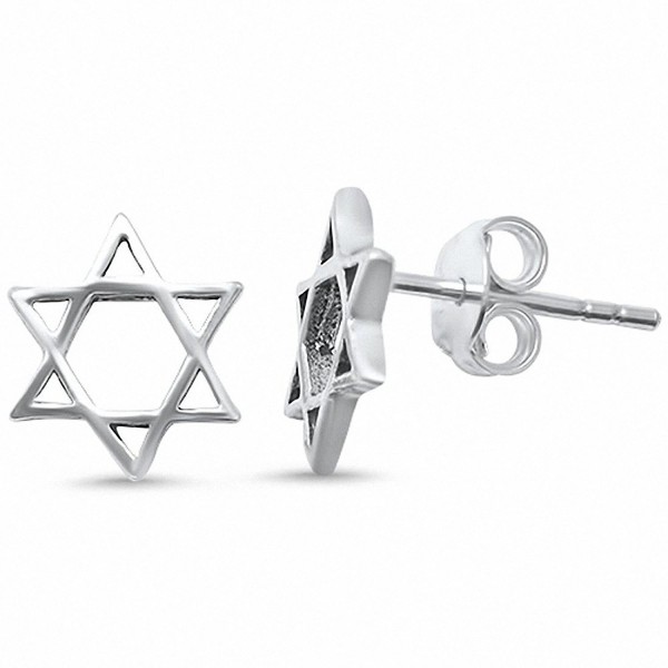 Plain Star of David Stud Earrings 925 Sterling Silver Choose Color ...