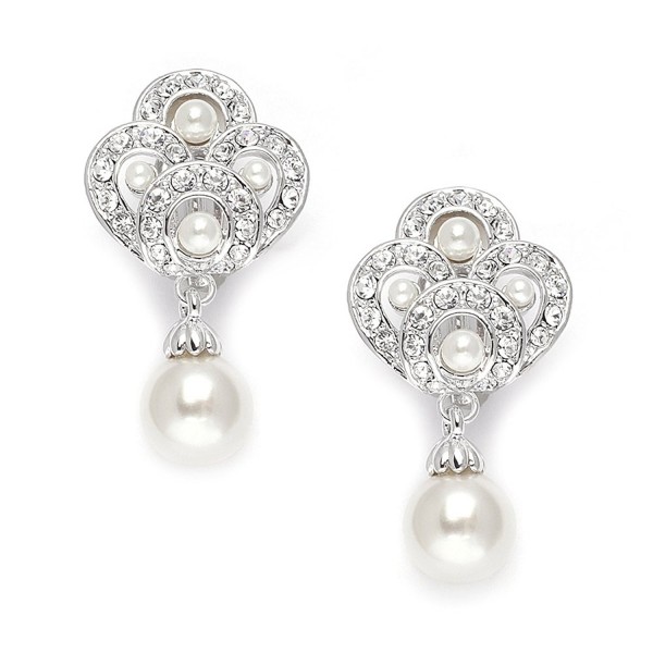 Vintage Art Deco Pearl Drop Clip On Earrings for Weddings - Nonpierced ...