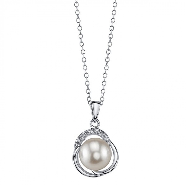 9mm Freshwater Cultured Pearl & Crystal Johnson Pendant - white ...