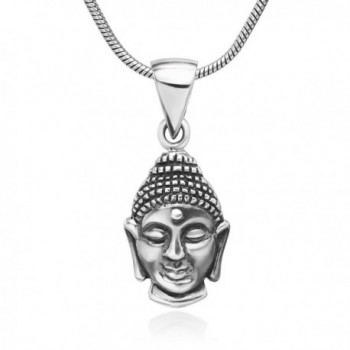 925 Oxidized Sterling Silver Buddha Face Buddhist Symbol Pendant ...