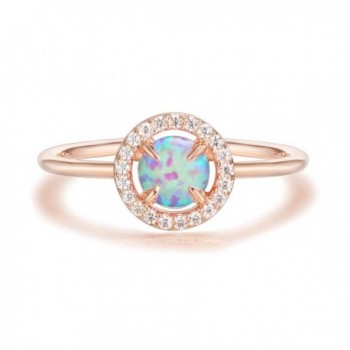 PAVOI 14K Gold Plated CZ and Created Opal Ring - Rose - C3183QD96XS