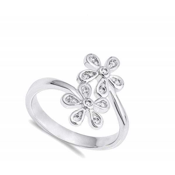 White CZ Plumeria Flower Daisy Ring New .925 Sterling Silver Band Sizes ...