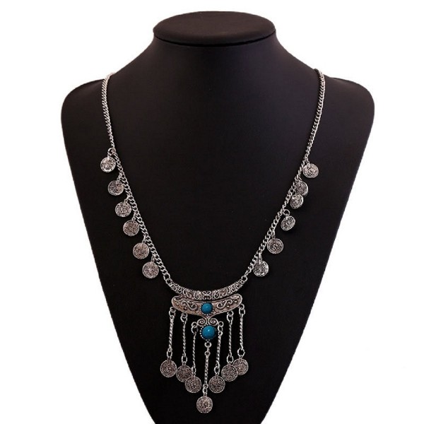 Ethnic Tribal Turkish Gem Tassel Pendant Coins Vintage Necklace ...