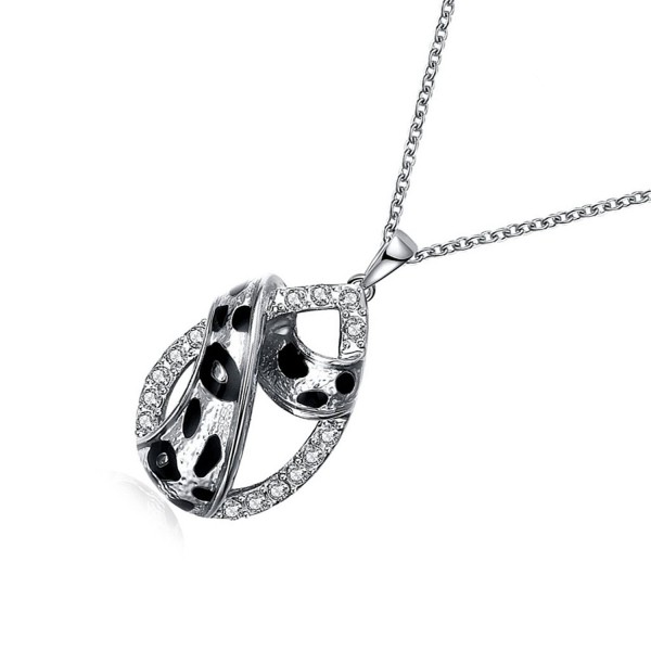 Women Crystal Rhinestone Leopard Print Teardrop Pendant Necklace Earrings Set Silver Cd1869unt5g 