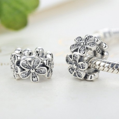 Sterling Silver Pink Flower Spacer Bead Charms fit Charms Bracelets ...