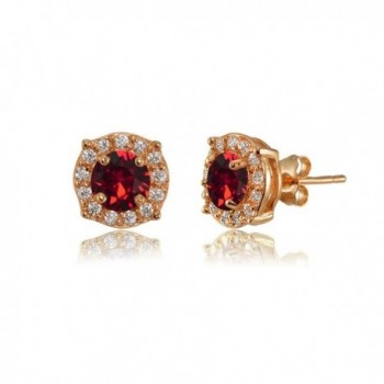 Flashed Sterling Earrings Swarovski Crystals - January - Dark Red - CF185XC7GC4