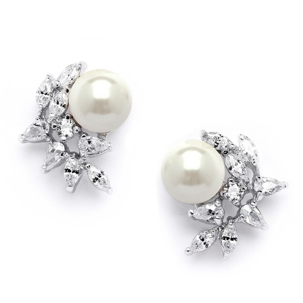 Ivory Pearls & CZ Cluster Clip On Wedding Earrings for Brides ...