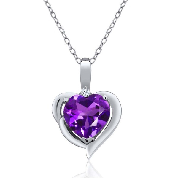 1.42 Ct Heart Shape Purple Amethyst White Topaz 925 Sterling Silver ...