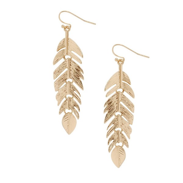 Humble Chic Floating Feathers Dangle Earrings - Long Hanging Metal Link ...