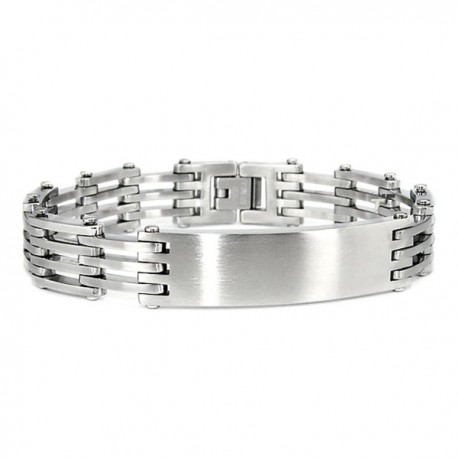 Stainless Steel Open Link Identification ID Bracelet- 8.25