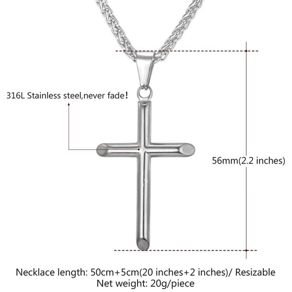 Simple Classic Pendant Necklace Stainless - Simple Cross-Silver ...