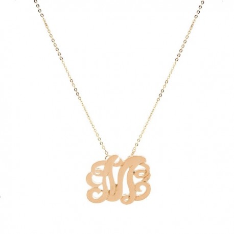 Brushed Metal Initial Monogram Split Chain Necklace (Initial M ...