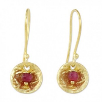 Ruby Brass Dangle Earrings 'Cerise Harvest Moon' - CA182HTIM29