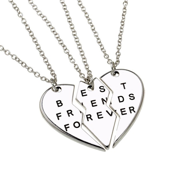 3 Parts Broken Heart Best Friends Forever Bff T Best Friends Necklace For 3 Silver 3pcs 