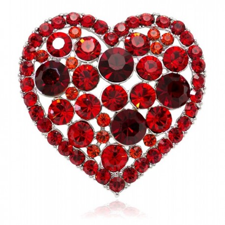 Swarovski Element Crystals Valentine Heart Pin Brooch - Red - C6120A7YH7F