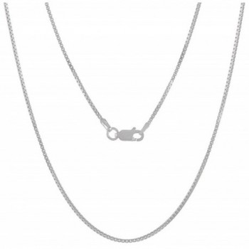 925 Sterling Silver Nickel-Free 1.2mm Box Chain Necklace - Made in Italy + Jewelry Polishing Cloth - CZ11OO5K8QP