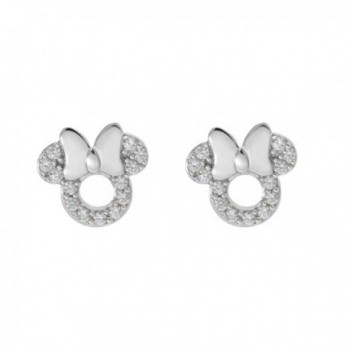 Disney Minnie Mouse Sterling Silver Cubic Zirconia Stud Earrings - C0186XYAMNZ