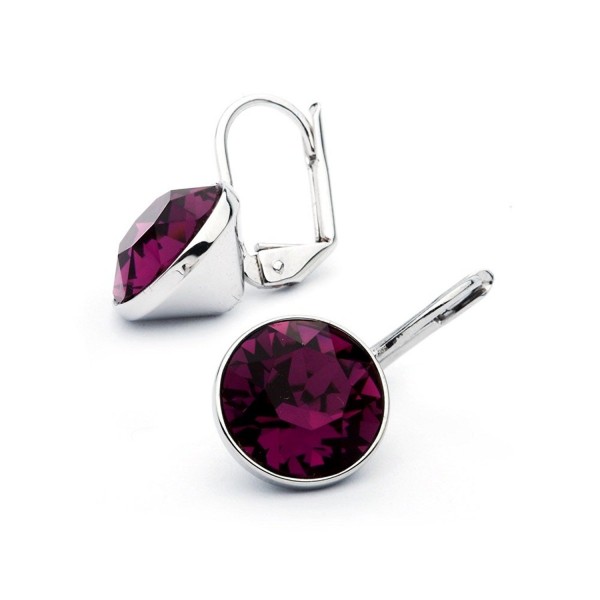 Myjs Bella Rhodium Plated Mini Drop Earrings With Amethyst Purple Swarovski Crystals Cd1230ng2en 7919