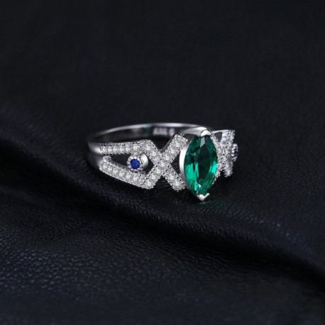 Marquise 2.5ct Nano Russian Simulated Emerald Statement Ring 925 ...