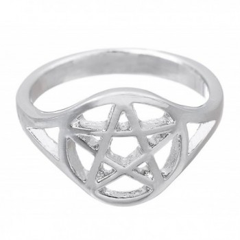 Men's Wiccan Pentacle Pentagram Ring Witchcraft Pagan Women Wide Band Ring Size 7.5 - CO1888L0MUZ