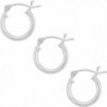 3 Pairs Sterling Silver Small Tube Hoop Earrings with Post-Snap Closure 2mm thick 1/2 inch round - CO11C0303O5