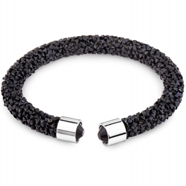 Women's Swarovski Crystals Black Cuff Bracelet Design- Bamboo Gift Box ...