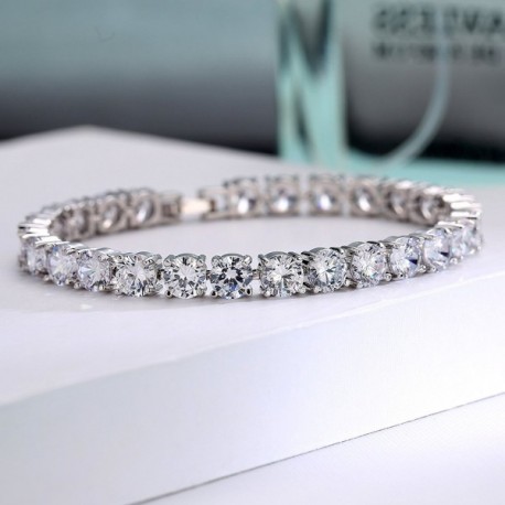 Round Cut Cubic Zirconia Tennis Bracelet for Woman and Girls Jewelry ...