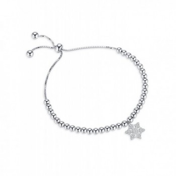 Edelweiss Adjustable Bangle Bracelets Charm Bracelet With Snowflake - Valentine's Day Gifts - SILVER - C41888CZE9L