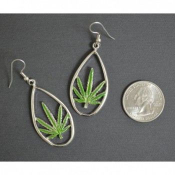 Marijuana Enamel Pewter Dangle Earrings